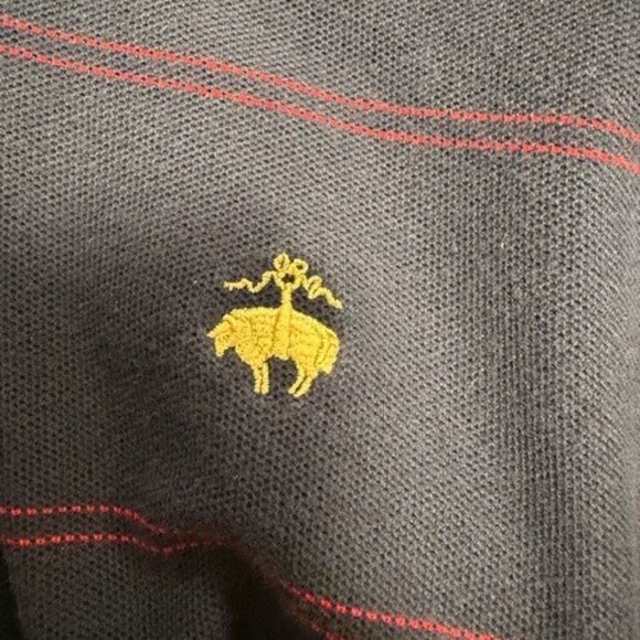 Brooks Brothers XL Navy/Red Striped Cotton Knit Long Sleeve Polo Shirt - Picture 2 of 5